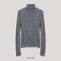 FAUES 涟漪 超细美丽诺羊毛烂边半高领设计感文艺休闲打底衫