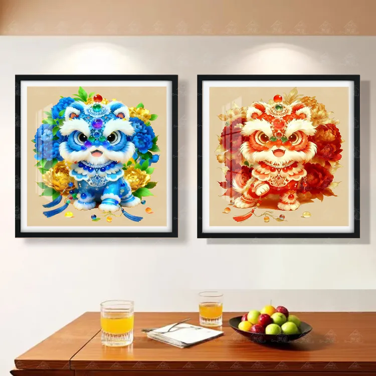 【古绢布】爱阁十字绣吉祥瑞狮合集简约中式祥瑞客厅装饰手工线绣