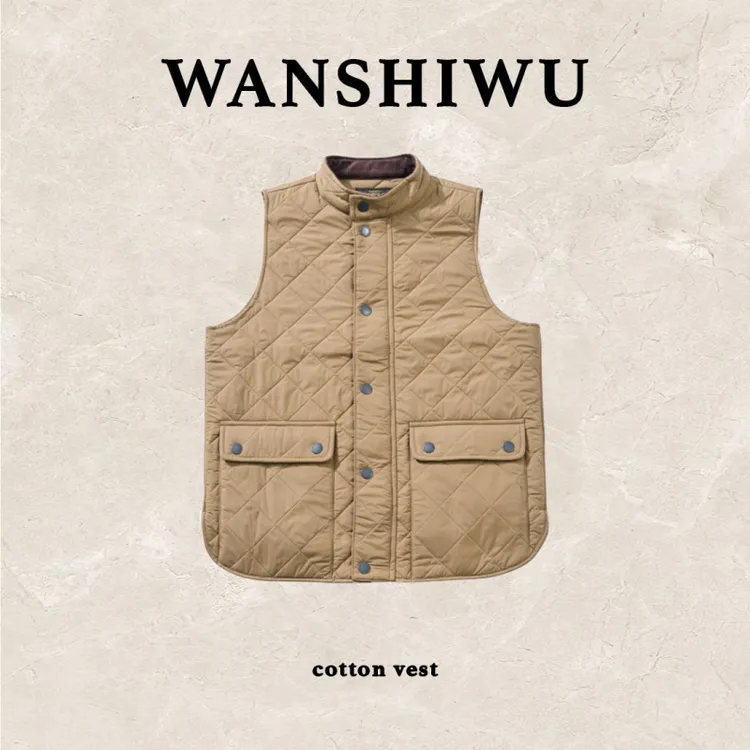WANSHIWU小贝同款灯芯绒Dom厚款棉绗缝马甲菱格夹棉户外立领马甲