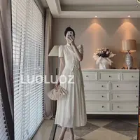 【现货】LUOLUOZ【枫叶情书】新中式假两件优雅气质连衣裙H8311