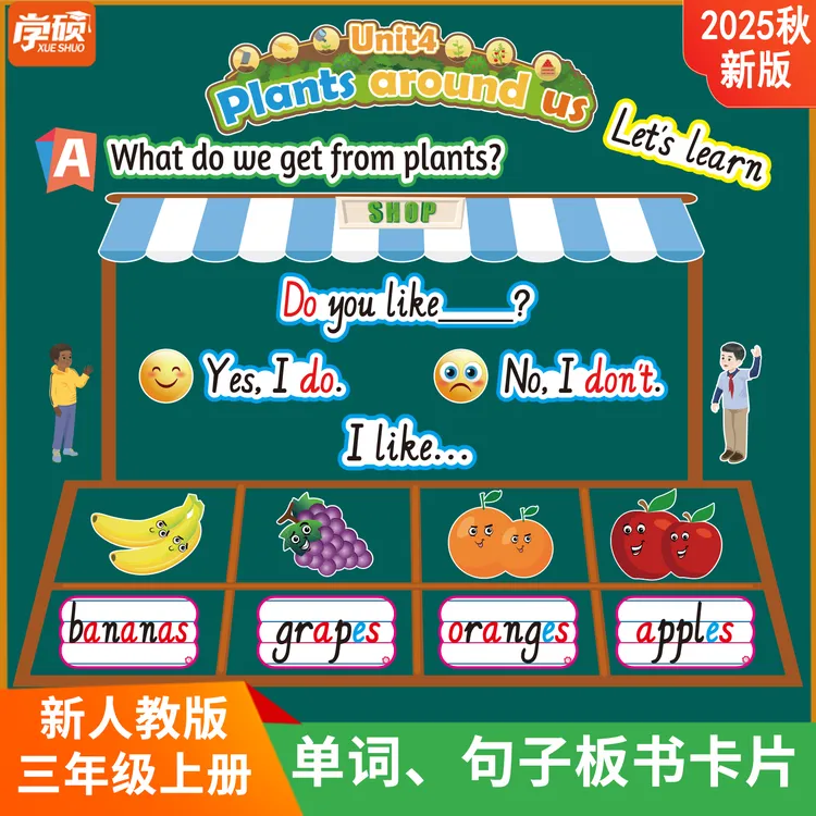 2026新人教PEP小学英语3三年级上册公开课板书设计黑板贴教学教具