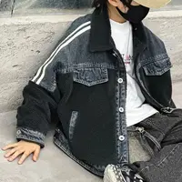 【米果妈】儿童2025秋冬新款保暖时尚拼接牛仔外套B4822