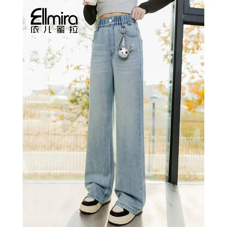 8936女童牛仔裤春装儿童阔腿裤直筒长裤宽松2025新款洋气大童薄款