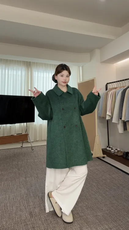 新款大码宽松型短款通用厚款毛呢外套呢大衣摩斯风