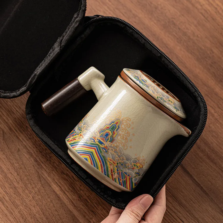 汝窑便携式旅行茶具套装陶瓷户外露营随身泡茶快客杯喝茶具