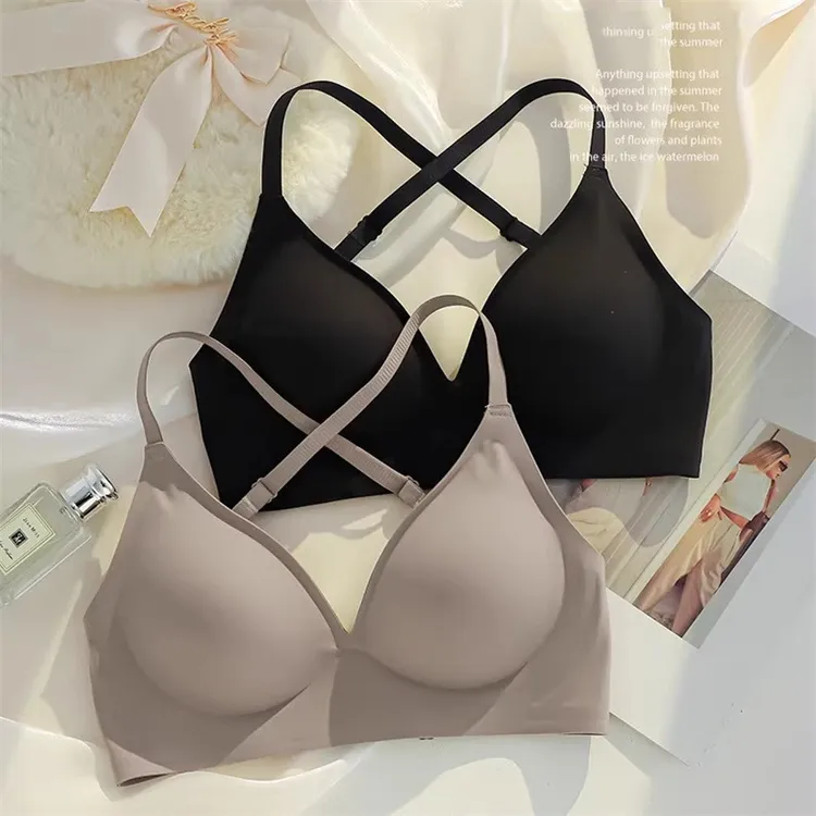 文胸女聚拢小胸无钢圈蕾丝bra调整型收副乳胸罩外扩型平胸内衣女