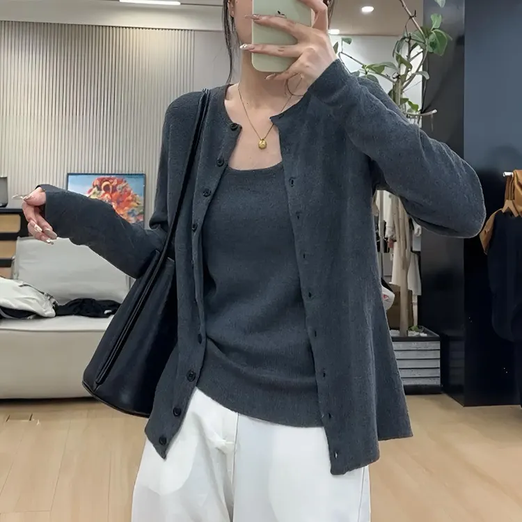 春秋新款开衫外套+吊带背心 修身显瘦女神套装