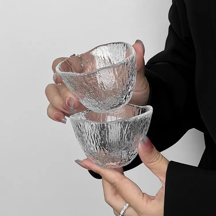 雨落杯侘寂风茶杯主人杯清酒杯单品咖啡杯玻璃杯功夫茶品茗杯玻璃