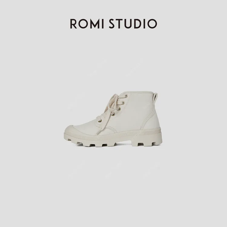 ROMI STUDIO“搭配主义”休闲帆布4CM高帮马丁短筒靴RW24LP30797