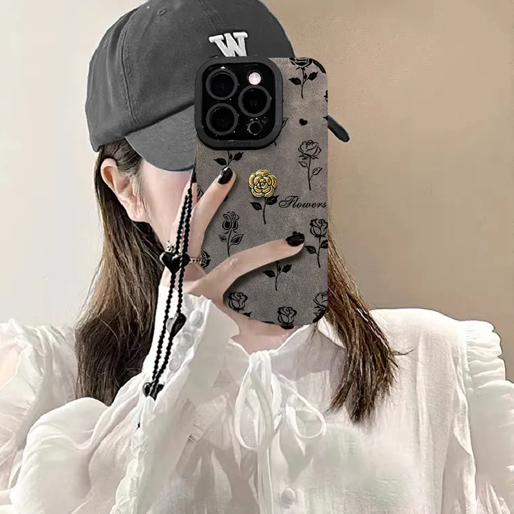 立体山茶适用苹果17promax手机壳16防摔保护15硅胶14全包13新款12