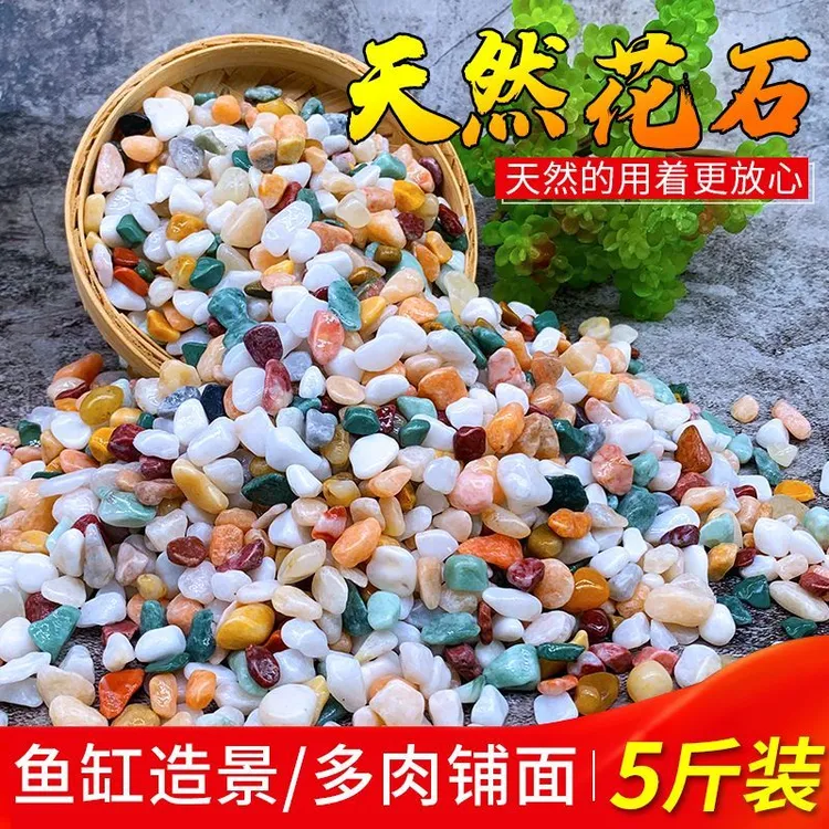 【新客立减】天然五彩石雨花石鱼缸铺底砂盆栽铺面水培彩石造景装饰