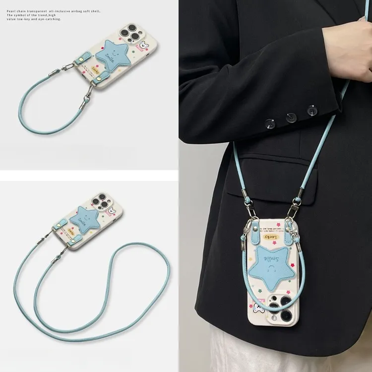 适用米黄底大蓝星星苹果16promax菲林华为oppo小米vivo手机壳软