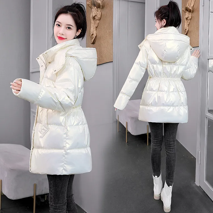 羽绒棉服女2025新款冬季时尚中长款免洗棉袄收腰修身棉衣加厚外套