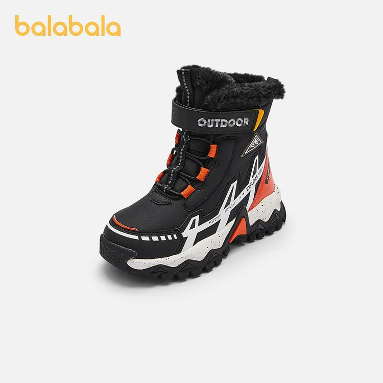 巴拉巴拉童鞋儿童运动靴男童靴子加绒加厚保暖冬季鞋子防滑户外潮
