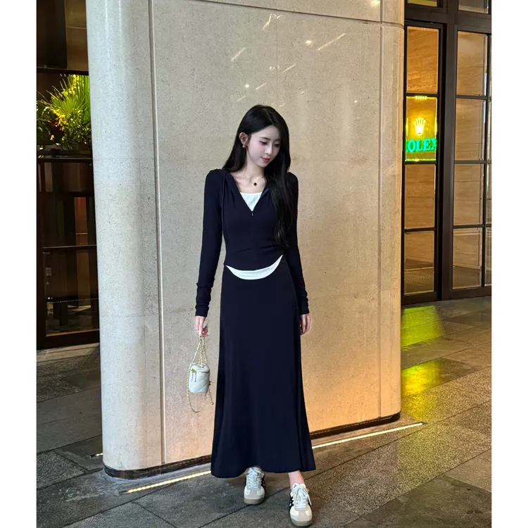 YUANLIANSU/圆脸酥【甜岛和星】2025年秋季两件套女假两件长袖上衣