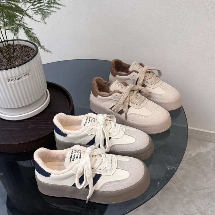 35-43码2025秋冬加绒复古德训鞋女百搭休闲板鞋41大码女鞋小白鞋