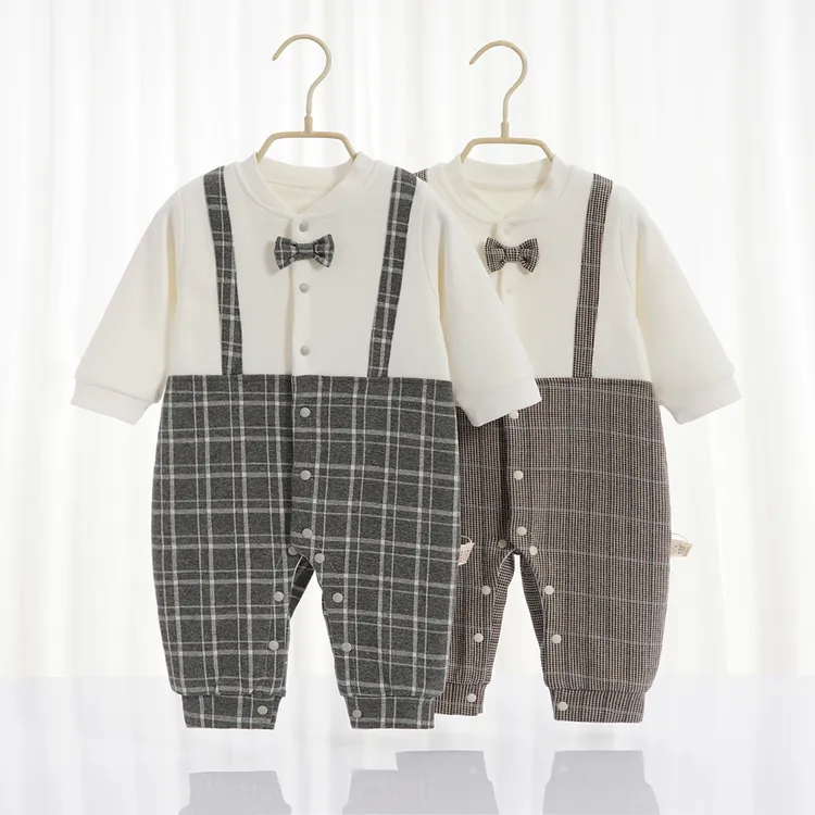 婴儿外穿连体衣宝宝周岁英伦绅士春秋礼服幼儿幼儿外出服超萌炸街