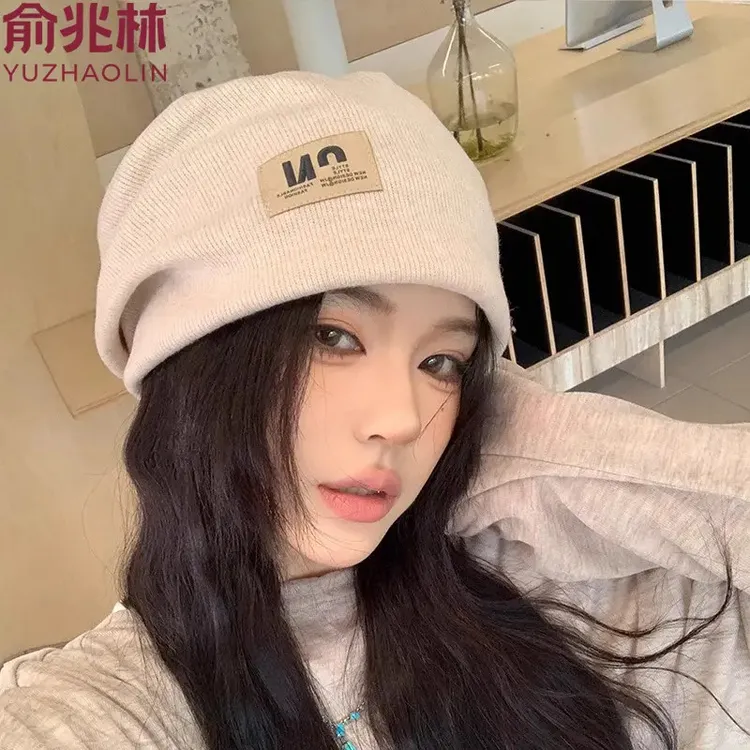 堆堆帽女春秋薄款帽显脸小包头冷帽防风高颜值百搭纯色保暖日系