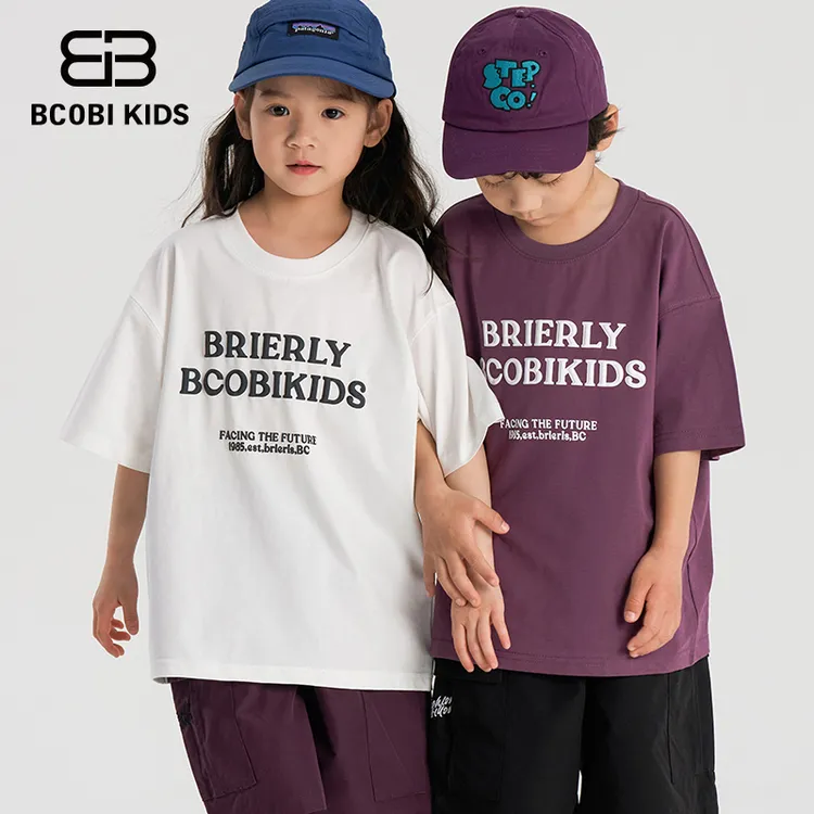 BCOBI/不可比喻男短袖男童夏季印花宽松卡通T恤扎染立体装饰潮酷