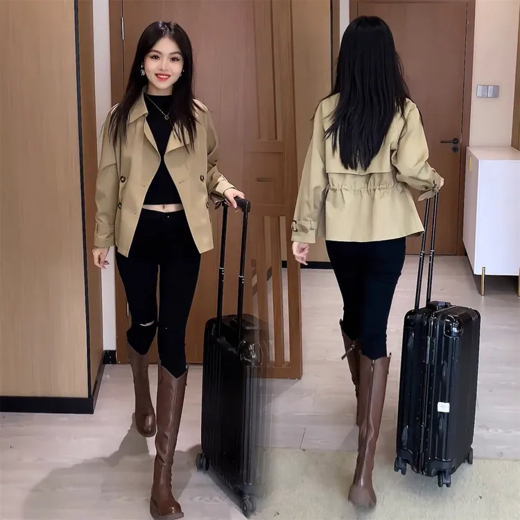 风衣外套女2023秋季新款洋气质显瘦收腰小个子百搭休闲短款上衣潮