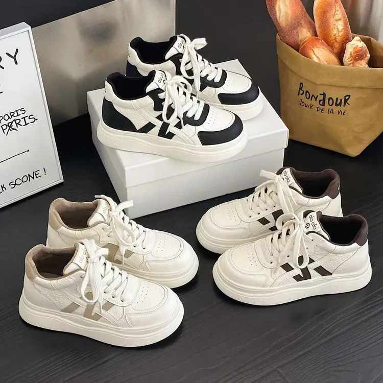 板鞋ins极简风拼色潮流风棉鞋休闲风冬季加绒板鞋92783大码女鞋