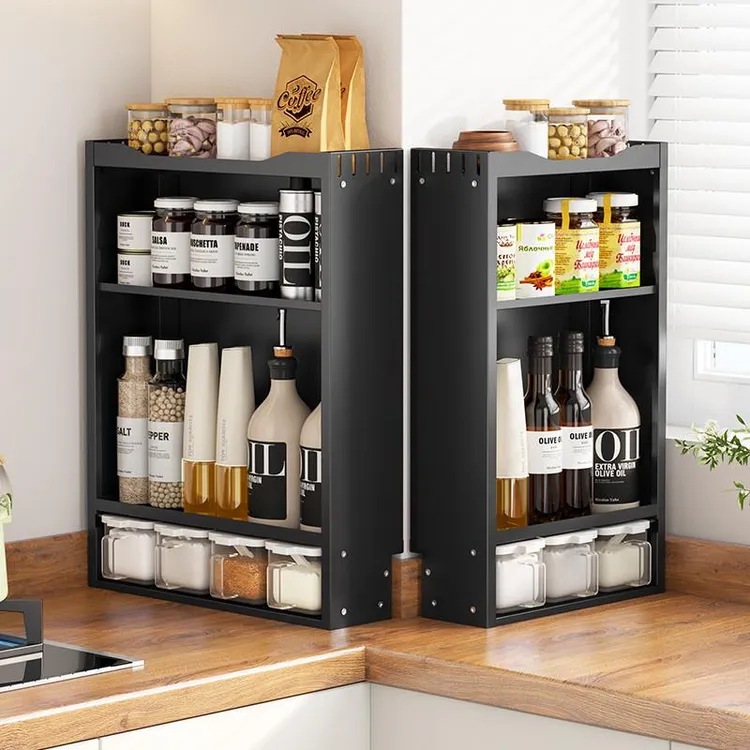 小户型厨房调味品置物架台面调料柜转角多功能调味料油盐酱醋收纳