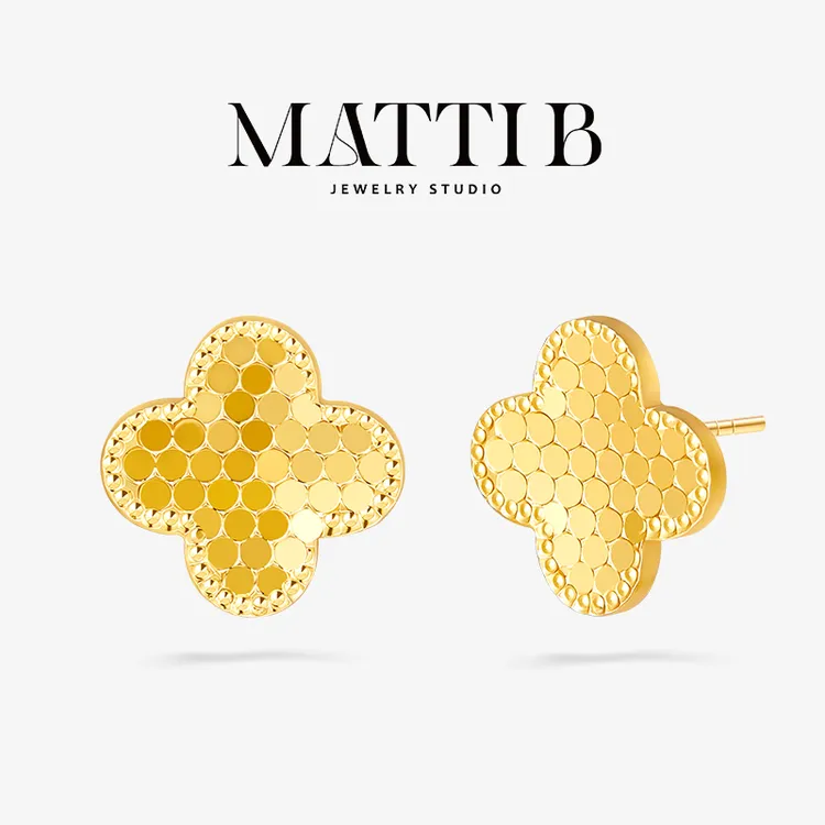 铜合金耳饰 幸运四叶草高级气质轻奢经典百搭高端爆款耳钉女2090