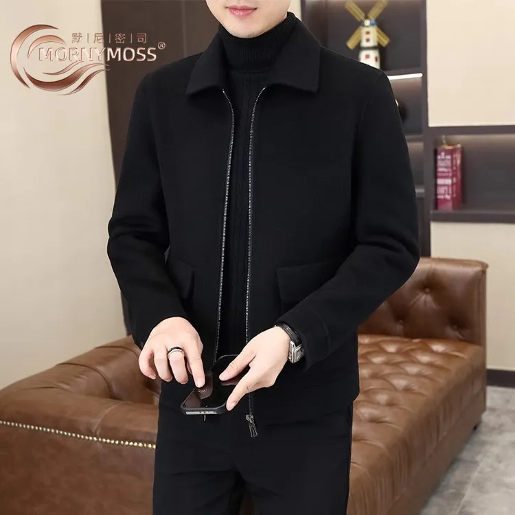 默尼密司高端羊毛大衣男短款秋冬韩版翻领双面呢外套休闲百搭上衣