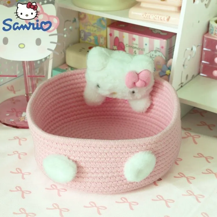 棉线编织卡通桌面收纳盒客厅茶几玄关化妆品零食杂物整理储物篮