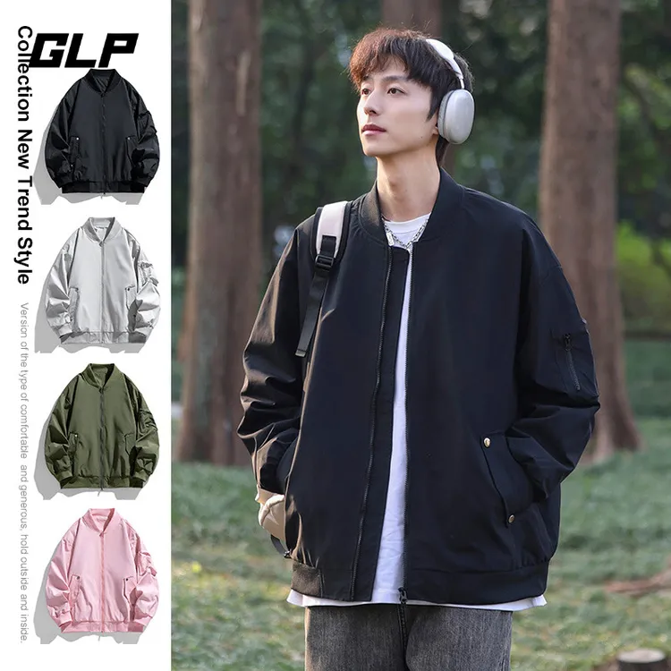 GLP户外球领夹克男士春秋季新款加厚潮牌工装痞帅夹棉外套