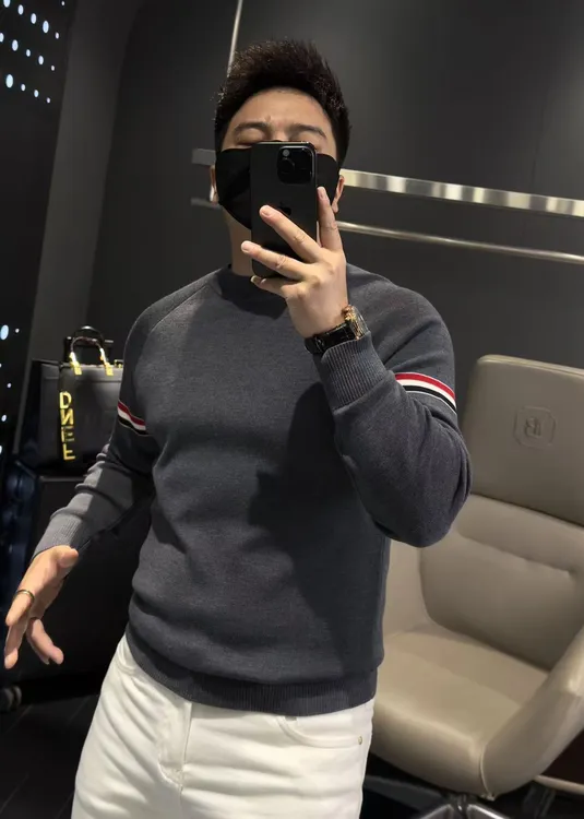 【马哥严选】秋季新款绵羊毛针织织带长袖毛衣平替好物打底圆领卫衣