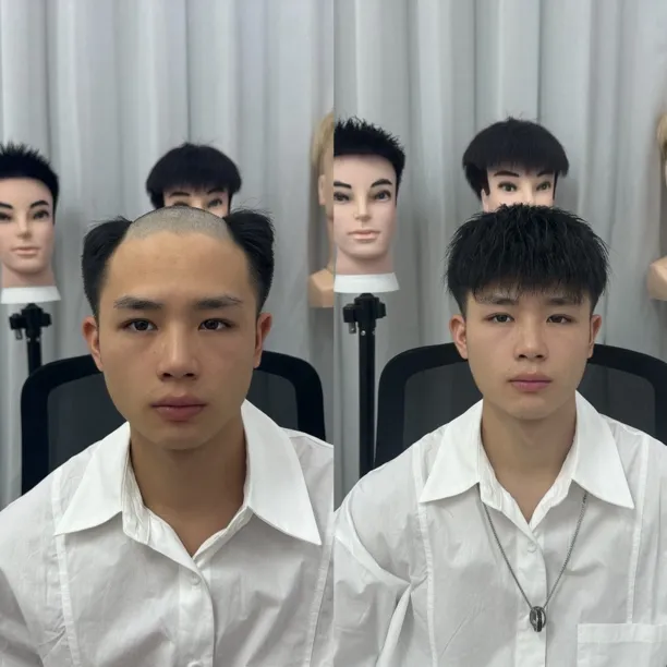 男士假发一对一定制补发片递针工艺真人发丝轻薄透气