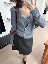 【阿凯自制】8380 韩系重工针织背心开衫两件套上衣（衣长54）