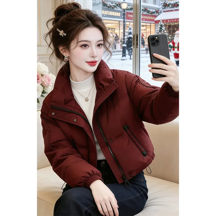 兹伊翰【红色流年】2026冬季新款慵懒风短款棉服女士百搭保暖面包服