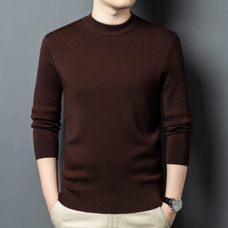 【精纺加厚纯羊毛】澳洲美丽诺纯羊毛圆领长袖可机洗男士羊毛打底衫