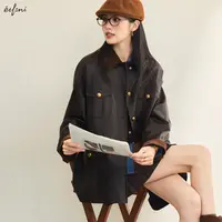 伊芙丽一手长皮衣短外套女2025秋新百搭拼条纹潮流气质1G9911171
