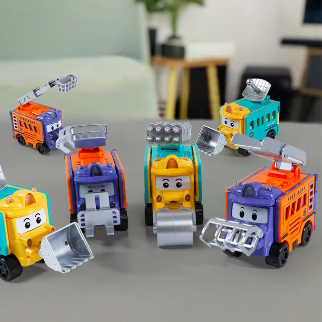 变形反转车益智儿童玩具翻翻车百变反反工程车卡通校巴男孩礼物