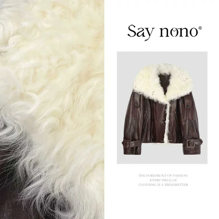 懒猫nono│Saynono 时尚复古松弛感羊毛毛领绵羊皮鹅绒服 GT0925XY