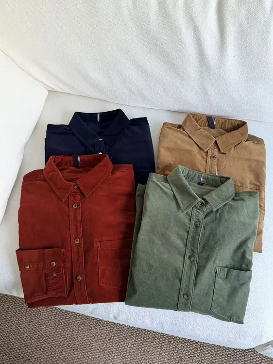 【时光旅人】法式弹力复古灯芯绒设计感弹长袖衬衣