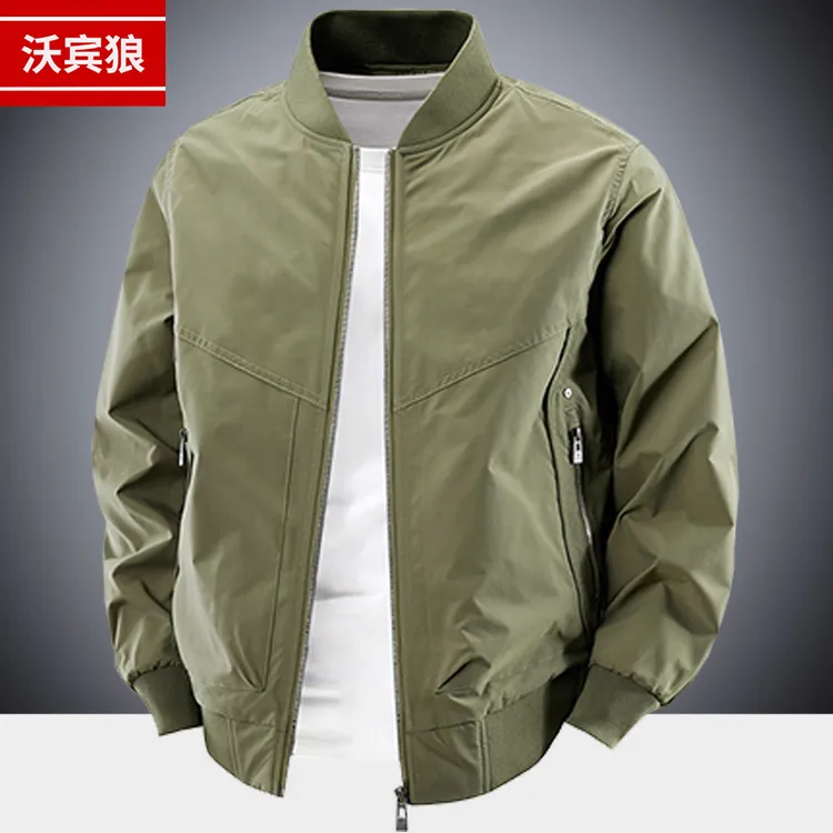 外套男春秋季棒球领美式休闲薄款大码宽松潮流高端工装飞行夹克男