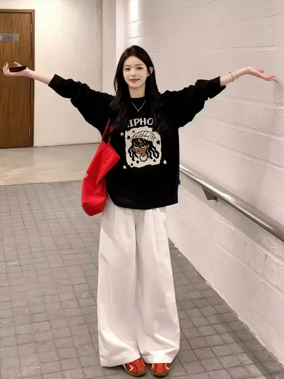 100%纯棉秋季长袖t恤女新款爆款打底衫美式休闲学院风内搭上衣ins
