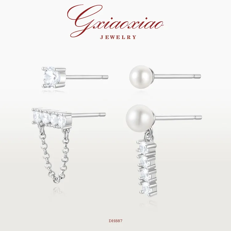 G XIAOXIAO 镀K金  AB款链条百搭耳环 DH887