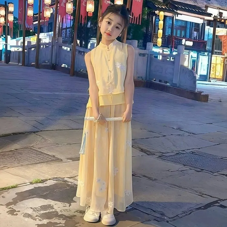 女童汉服套装夏季2025新款洋气儿童国风女孩夏装新中式唐装中大童