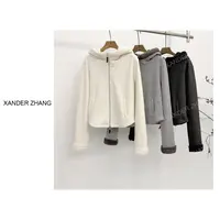 山大张显瘦时尚运动风毛绒连帽拉链卫衣YBW1J929百搭减龄保暖加厚