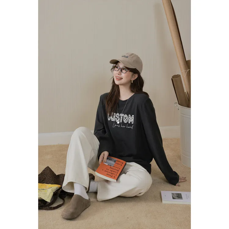 现货大婉酱微胖定制【豹纹信条】复古字母绣花上衣别致显瘦T恤2004D