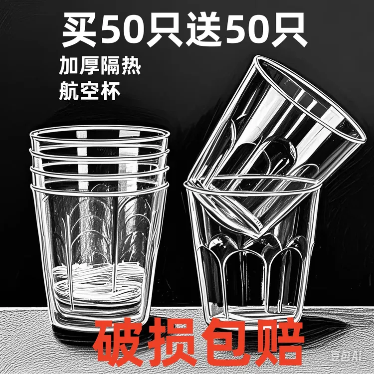 【便宜抢100只】一次性航空杯加厚加硬耐高温八角杯塑料杯杯子KTV