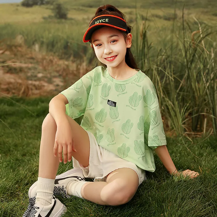 贝蒂女童网红韩版童装儿童夏季短袖T恤2025新款休闲印花上衣21842