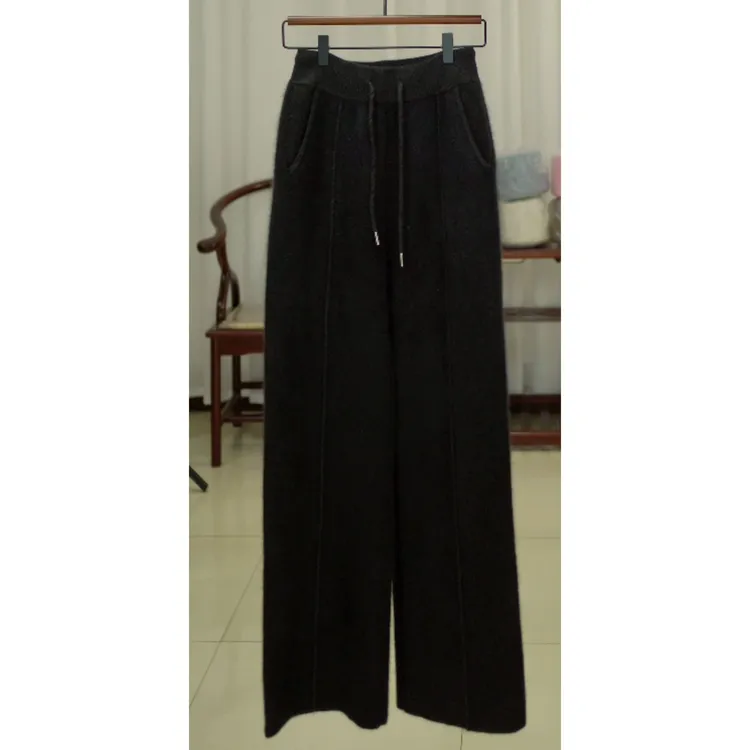 G-Y-M【小动物毛毛】黑色加厚休闲运动裤高腰直筒时尚休闲裤宽松