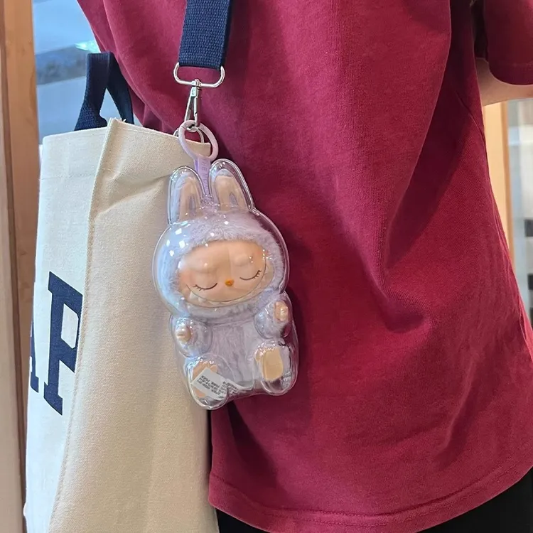labubu拉布布保护套二代搪胶坐坐派对透明壳马卡龙防尘罩