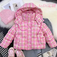 〖ANDI〗订制秋冬款中大童女童韩版时尚格子连帽羽绒服3076